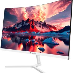 CRUA 24 Inch Curved Computer Monitor - 1920x1080 FHD Display, 100Hz Refresh Rate, 120% sRGB, Frameless Design with HDMI & VGA for Home & Office (White)