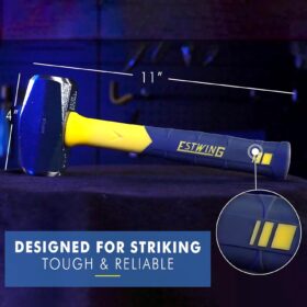 Estwing Sure Strike 3 lb. Drilling Hammer - Fiberglass Sledge Handle with Shock Reduction Grip - Forged Steel Tool for Masonry & Chiseling