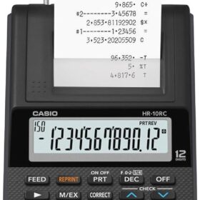 Casio HR-10RC Portable Desktop Printing Calculator – 12-Digit Display, Compact Tax & Currency Machine for Bookkeeping & Accounting