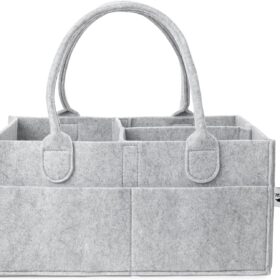 Mr. Pen Gray Portable Diaper Caddy Organizer - Nursery & Car Changing Station with 6 Pockets & Removable Dividers - Foldable Travel Baby Storage Basket Tote for Boys & Girls