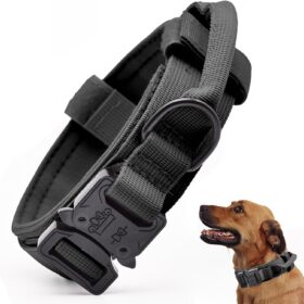 1.5 Inch Heavy Duty Tactical Dog Collar with Control Handle – Military Grade 1000D Nylon, Quick-Release Buckle & Padded Lining for Training, Walking & Large Dogs