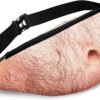 Hilarious Dad Belly Waist Pack – Prank Gift for White Elephant, Christmas Gag Exchanges, & Birthdays – Realistic Fake Beer Belly Fanny Pack (Thin/Thick Hair)