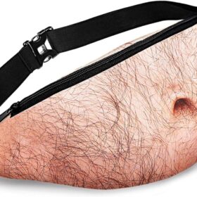 Hilarious Dad Belly Waist Pack – Prank Gift for White Elephant, Christmas Gag Exchanges, & Birthdays – Realistic Fake Beer Belly Fanny Pack (Thin/Thick Hair)