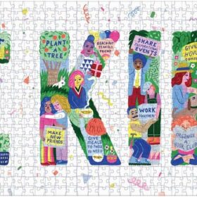 Galison Be Kind 1000 Piece Panoramic Jigsaw Puzzle – Vibrant Landscape Art Puzzle & 21-Day Kindness Calendar Collaboration with Born This Way Foundation