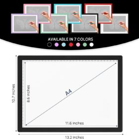 iVyne Rechargeable LED A4 Light Pad for Tracing, Vinyl Weeding, and Drawing – Ultra-Thin Portable Light Board with 5 Brightness Levels & Eye-Protective Screen