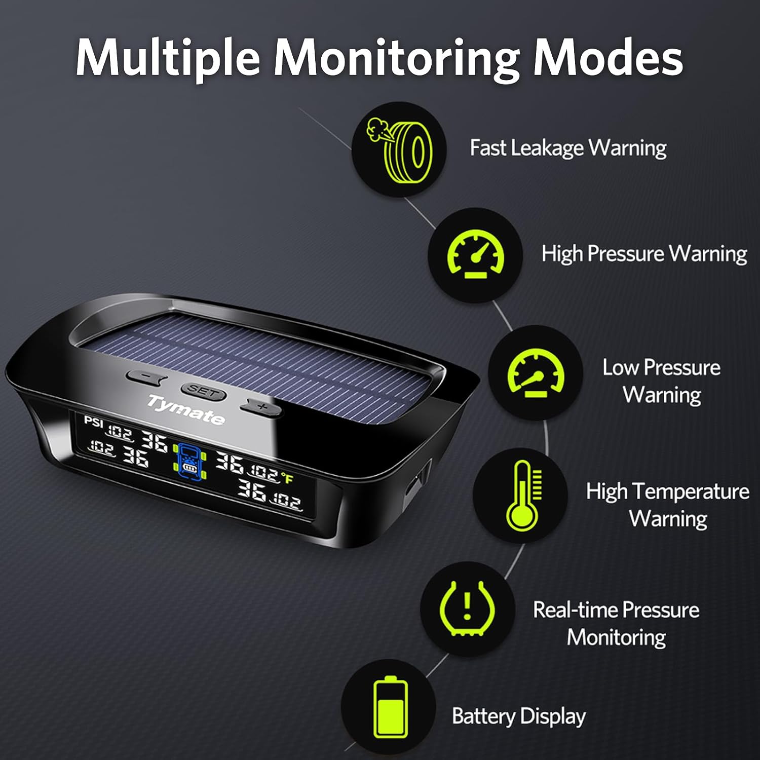 Tymate TM3 Solar TPMS for RV & Trucks – Color LCD Display with 4 Sensors