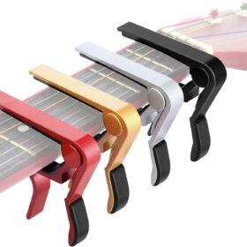 Mudder 4-Pack Professional Guitar Capos – Ultra-Durable Zinc Alloy Clamps for Acoustic, Electric, Classical, Bass, and Ukulele (Black, Red, Silver, Gold)