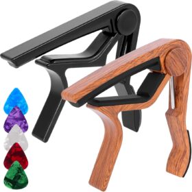 Ortarco 2-Pack Guitar Capo for Acoustic & Electric Guitars – Premium Aluminum Trigger Capo with 5 Picks