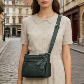 Women's Large Capacity Soft Leather Crossbody Purse – Classic Multi-Function Satchel with Adjustable Strap