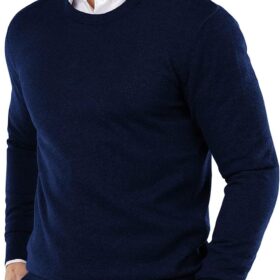 COOFANDY Men's Slim Fit Crew Neck Sweater - Lightweight Cable Knit Pullover for Casual and Formal Wear
