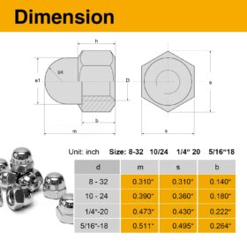 70-Piece 304 Stainless Steel Acorn Nut Assortment Kit – 8-32, 10-24, 1/4-20, 5/16-18 Dome Cap Nuts for Automotive, Marine & Home Repair