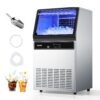 VEVOR Commercial Ice Maker Machine - 130 Lbs/24H Production, 33 Lbs Storage Bin, Stainless Steel Freestanding & Undercounter Ice Machine with Self-Cleaning, LED Display for Home Bar & Restaurant