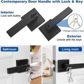 Matte Black Door Knob with Key Lock – Heavy Duty Exterior & Interior Entry Handle Set