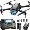 PK01 Drone with Camera for Adults and Kids - FPV Quadcopter with Screen Controller, 1080P HD Foldable Drone for Beginners, Brushless Motor, 360° Flip, 2 Batteries, No FAA Registration Needed