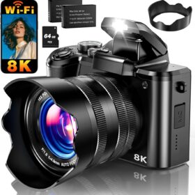 8K UHD Digital Camera for Photography with 64GB Card & 2 Batteries | 88MP WiFi Vlogging Camera, 3.2" Touchscreen, 16X Zoom, Anti-Shake, Webcam & Flash