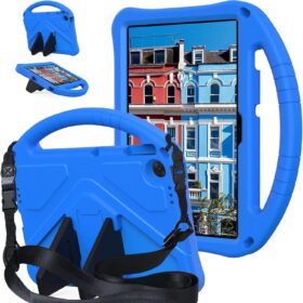 Kid-Proof EVA Case for Lenovo Tab TB-311/WIFI 10.1 (2025) – Shockproof Handle Stand with Adjustable Shoulder Strap – Blue