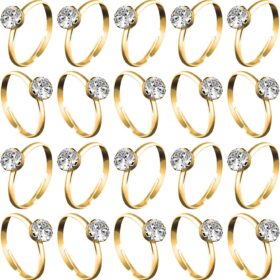 Whaline 36-Pack Diamond Engagement Ring Props for Bridal Showers, Wedding Decor, Cupcake Toppers, & Party Favors