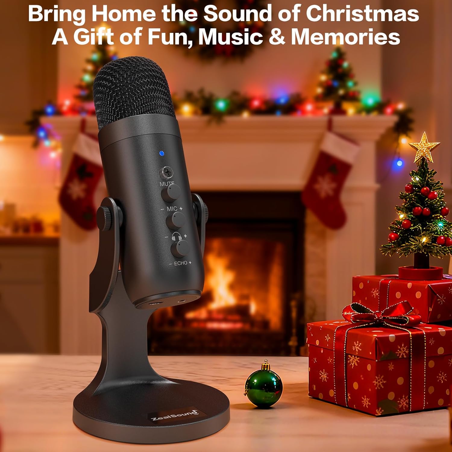 ZealSound Professional USB Microphone for PC & Streaming - Studio-Grade Podcast Mic with Noise Cancellation, Real-Time Monitoring, and Mobile Adapter Kit for Gaming, Recording, and Content Creation
