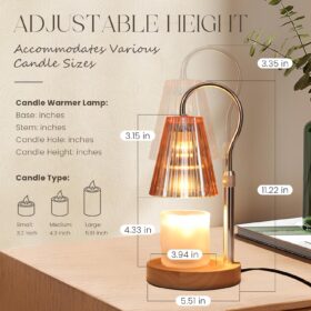 SnowBB Candle Warmer Lamp with Timer & Dimmer – Adjustable Height Safe Candle Melter for Home Décor & Wax Melts – Ideal Gift for Women