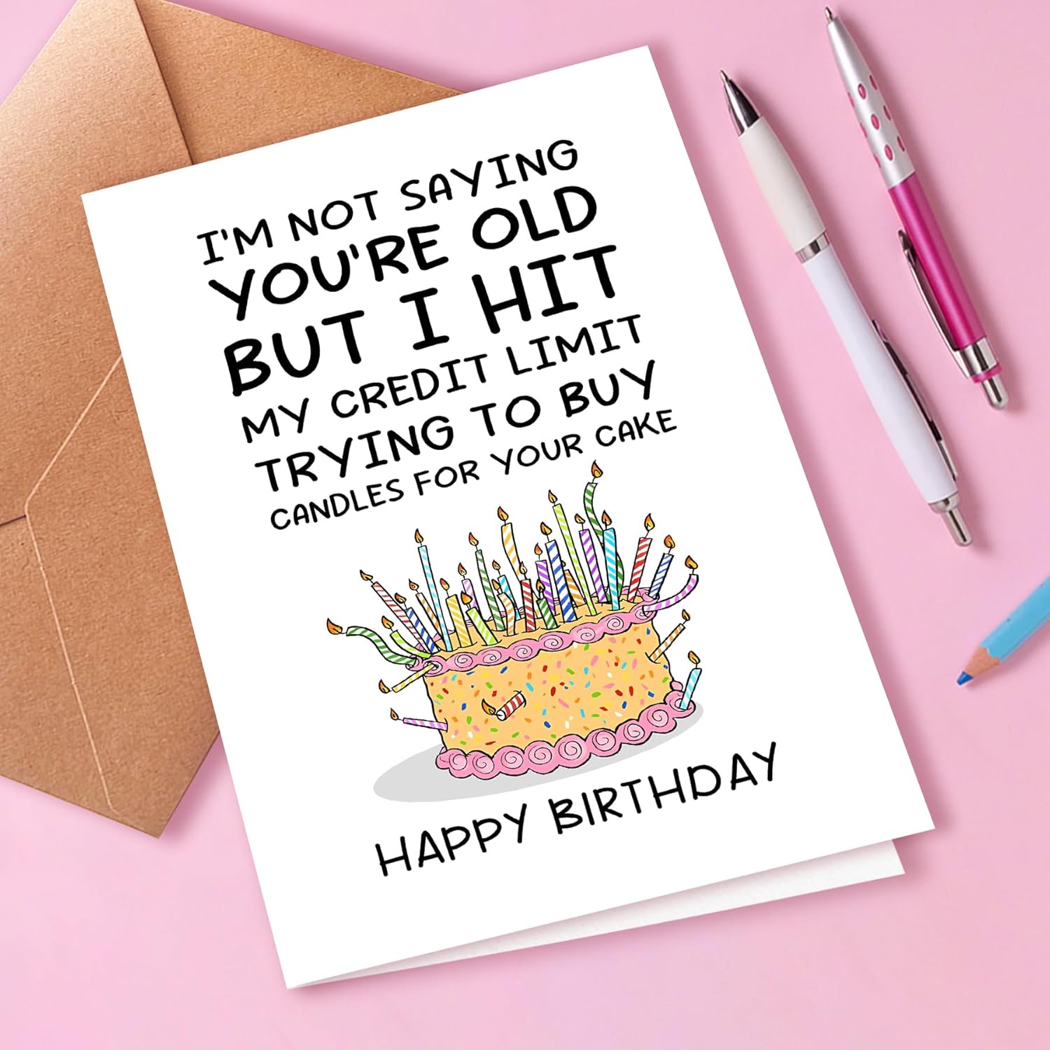 Funny Birthday Card for Men - Hit My Credit Limit Candles Joke - 5x7 Premium Heavy Cardstock Greeting Card for Dad, Husband, Brother