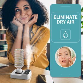 Portable Humidifier for Travel - Mini Ultrasonic Cool Mist Humidifier with Auto Shut-Off, Night Light & USB Cable - Small Personal Humidifier for Bedroom, Office, Hotel, & Plants (White)