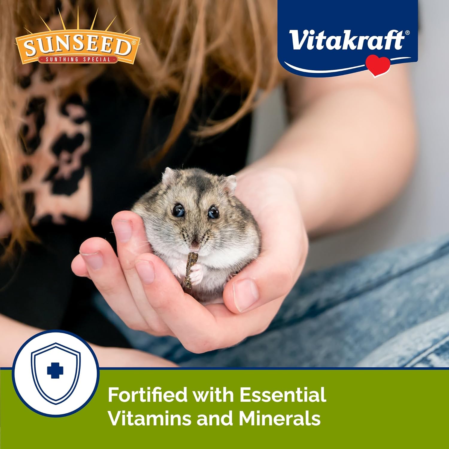 Vitakraft Sunseed Vita Prima Dwarf Hamster Food – 2 lb Nutritious Blend with Fruits, Veggies, Seeds & Grains for Small Animals