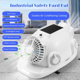 Solar Powered Hard Hat with Ventilation & Integrated Lighting - Rechargeable 12000mAh Construction Safety Helmet