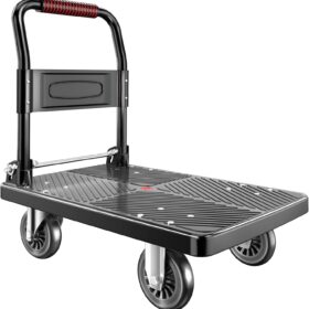 Upgraded Heavy-Duty Foldable Push Cart Dolly – 780 lbs Capacity, 360° Swivel Silent Wheels & Compact Folding Design for Moving, Warehouse & Office