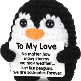 Handmade Crochet Mini Penguin Gift - 'To My Love' Romantic Pocket Soulmate Doll for Boyfriend, Girlfriend, Husband or Wife - Cute Valentine's, Birthday & Anniversary Keepsake with Message Card