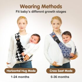 Portable Baby Sling Carrier with Hip Seat - Adjustable, Breathable Cotton Wrap for Newborns to Toddlers (10-30lbs), Lightweight Travel Solution