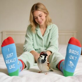 HAPPYPOP Nature Animal Socks – 3-Pack Hummingbird, Peacock & Bee Novelty Gift for Gardeners & Bird Lovers