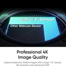 Insta360 Link 2 4K PTZ Webcam with AI Tracking & 1/2" Sensor | Ultra HD Streaming Camera for PC/Mac, 3-Axis Gimbal, Gesture Control, Noise Cancelling Mic for Zoom, Teams, Twitch