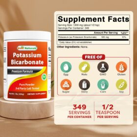 Best Naturals Pure Potassium Bicarbonate Powder - 1 lb (16 oz) - Essential Electrolyte Support, pH Balance & Muscle Function - Unflavored, Gluten-Free, Non-GMO, Made in USA