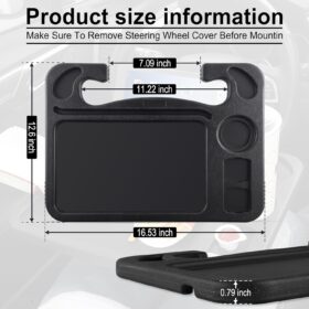 JUSTTOP 4-in-1 Car Steering Wheel Desk – Spacious Laptop & Food Tray with Tablet Holder and Dual Sauce Racks (Upgraded Large Size)