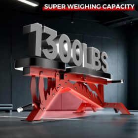 STACOO Weight Bench – 1300Lbs Capacity Adjustable Bench for Full Body Strength Training, Incline/Decline Press with Extra-Long Backrest and Transportation Wheels