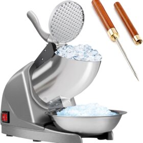 HORGELU Commercial Ice Shaver Machine - Heavy-Duty 380W Electric Snow Cone Maker with 3 Blades, 286 lbs/hr Capacity, Food-Grade Stainless Steel for Home and Business Use