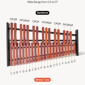 VEVOR 37-Key Professional Glockenspiel Xylophone – Percussion Instrument with Adjustable Stand, Mallets, and Gig Bag