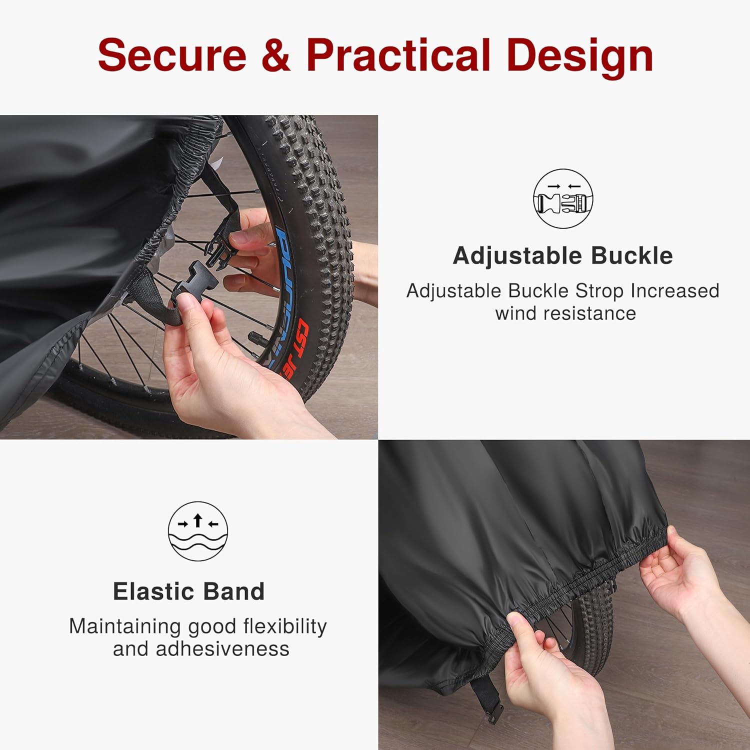 Puroma Waterproof Bike Cover for 1 Bike – Heavy Duty 190T Outdoor Protection with UV Coating, Anti-Theft Lock Hole, and Windproof Elastic Hem for Mountain, Road, and Electric Bicycles