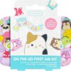 Squishmallows 33-Piece Kids First Aid Kit – Portable Travel Tin with Adhesive Bandages, Antiseptic Wipes & Gauze – Cute Latex-Free Emergency Supplies for Scrapes & Cuts