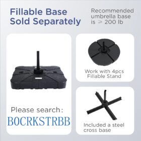 MEVBC 10' x 13' Cantilever Patio Umbrella with Solar LED Lights – 360° Rotating Offset Outdoor Umbrella with Crank, Tilt & Heavy-Duty Aluminum Pole for Pool, Deck & Backyard (Navy Blue, Base Not Included)