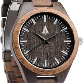Treehut Men's Ebony Wood Watch - Japanese Quartz Movement with Stainless Steel Buckle & Adjustable Sandalwood Strap