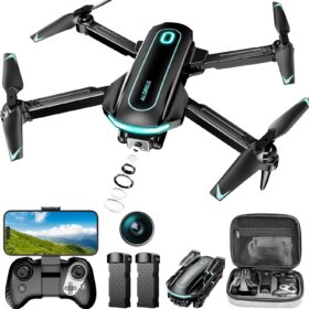 1080P HD Camera Drone with FPV - Foldable Quadcopter for Adults & Kids with 2 Batteries, Carrying Case, Auto Hover, and Gravity Control