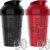 VELOMIX 20oz Protein Shaker Bottles Twin Pack - Leak Proof Mixer Cups with Wire Whisk Ball for Gym Supplements & Pre-Workout Shakes (Black/Red)