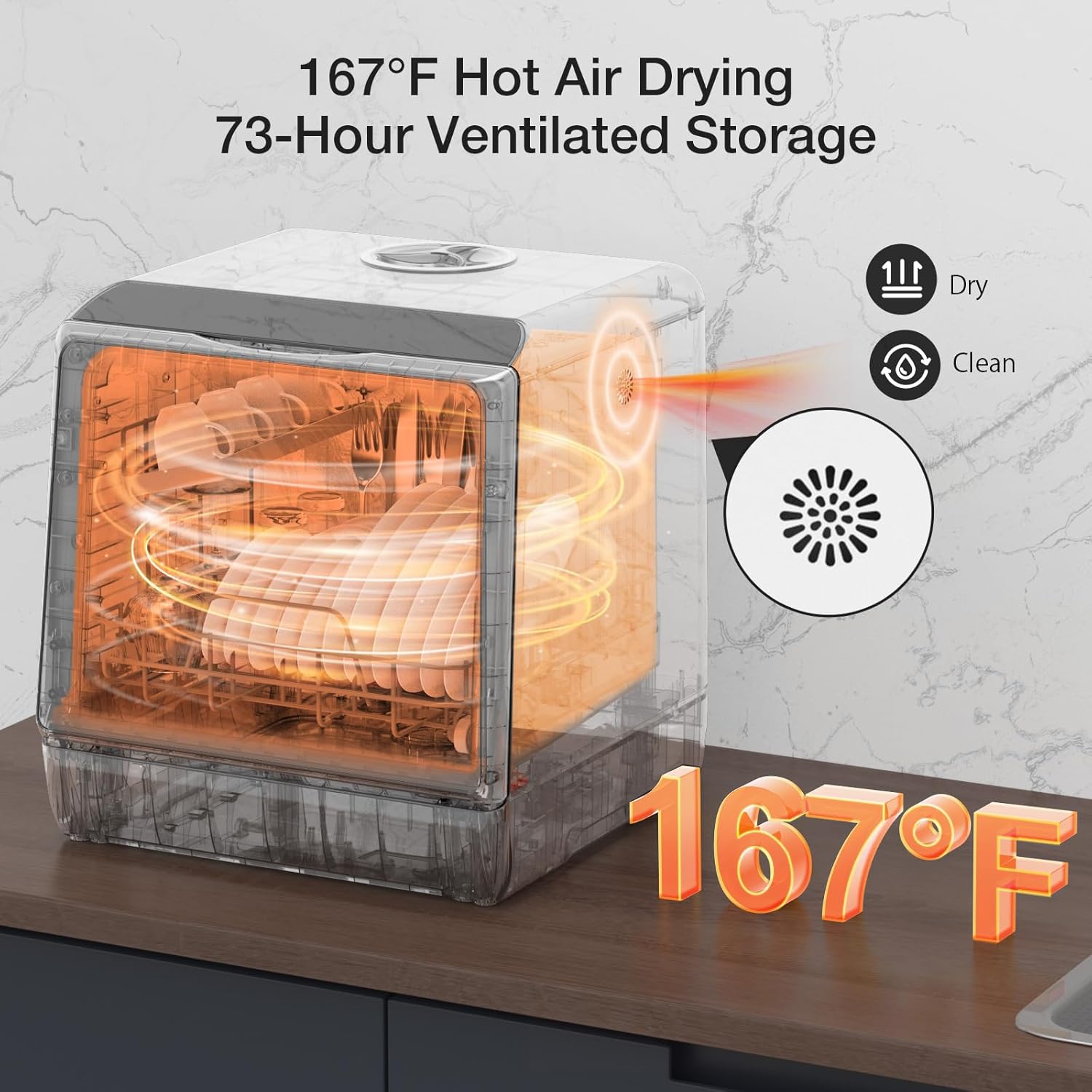 BLITZHOME Smart Countertop Dishwasher with Built-in Water Tank – Compact, Portable Dishwasher with App Control, 6 Programs & Air Dry for Apartments, RVs, and Dorms