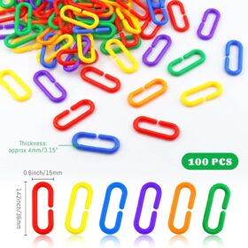 JIALEEY 100-Piece Colorful Plastic Chain Links - Montessori Math Manipulatives & DIY Bird Cage Connectors for Parrots, Sugar Gliders, & Small Pets