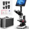 Vabiooth Lab Trinocular Compound Microscope with 7-Inch 24MP LCD Monitor, 40X-2500X Magnification, 4K HDMI Output, Mechanical Stage, and Carrying Case