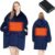 Homemate Heated Wearable Blanket Hoodie for Adults - Extra Large Oversized Electric Blanket with Battery Pack (7.4V UL Certified) - Portable Cordless Heated Shawl & Robe for Men & Women (Blue)