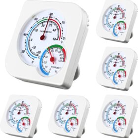 Kathfly 6-Pack Analog Hygrometer and Thermometer – Compact Indoor Humidity & Temperature Gauge Monitor for Home, Greenhouse, and Office