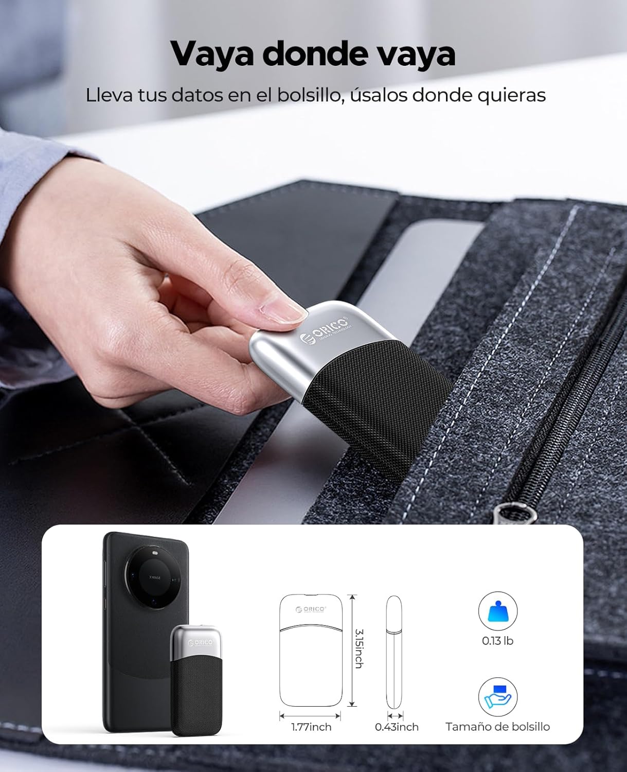 ORICO 512GB Portable External SSD - USB 3.2 Gen 2x2 up to 2000MB/s, Ultra-Fast Type-C Solid State Drive for Laptop, Smartphone, and Tablet (Model M20)