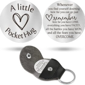 Pocket Hug Token Gift - Long Distance Relationship Keepsake Keychain with Inspirational Quote